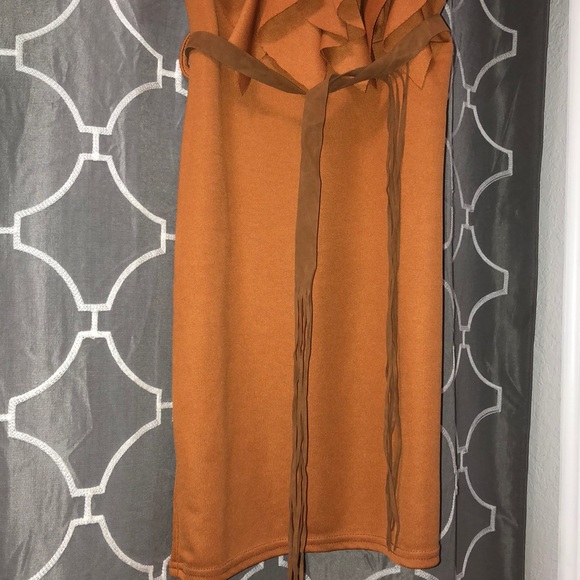 Brown Ruffle Dress - Picture 2 of 4